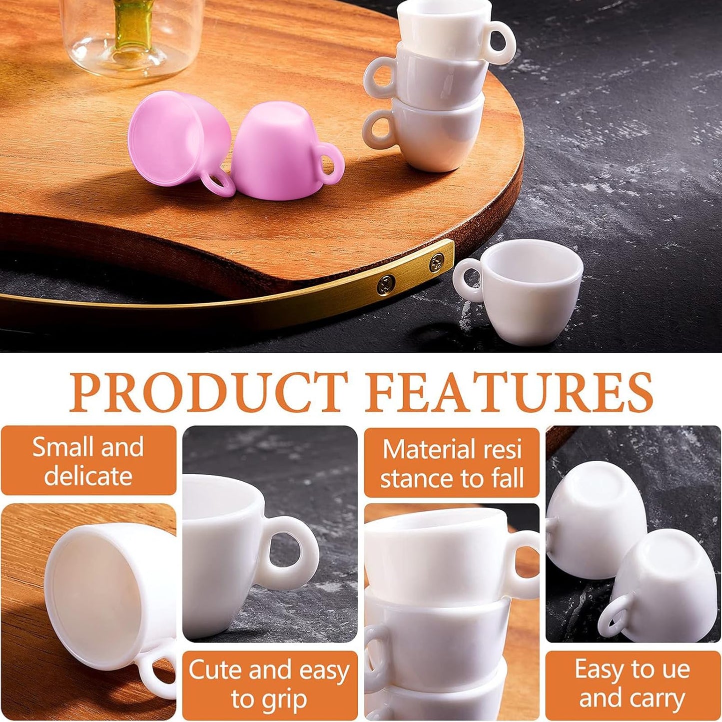 Patelai 30 Pieces Mini Coffee Cups Tea Cup White Plastic Coffee Cups Miniature Food Kitchen Room Decoration Accessories Gifts Fo