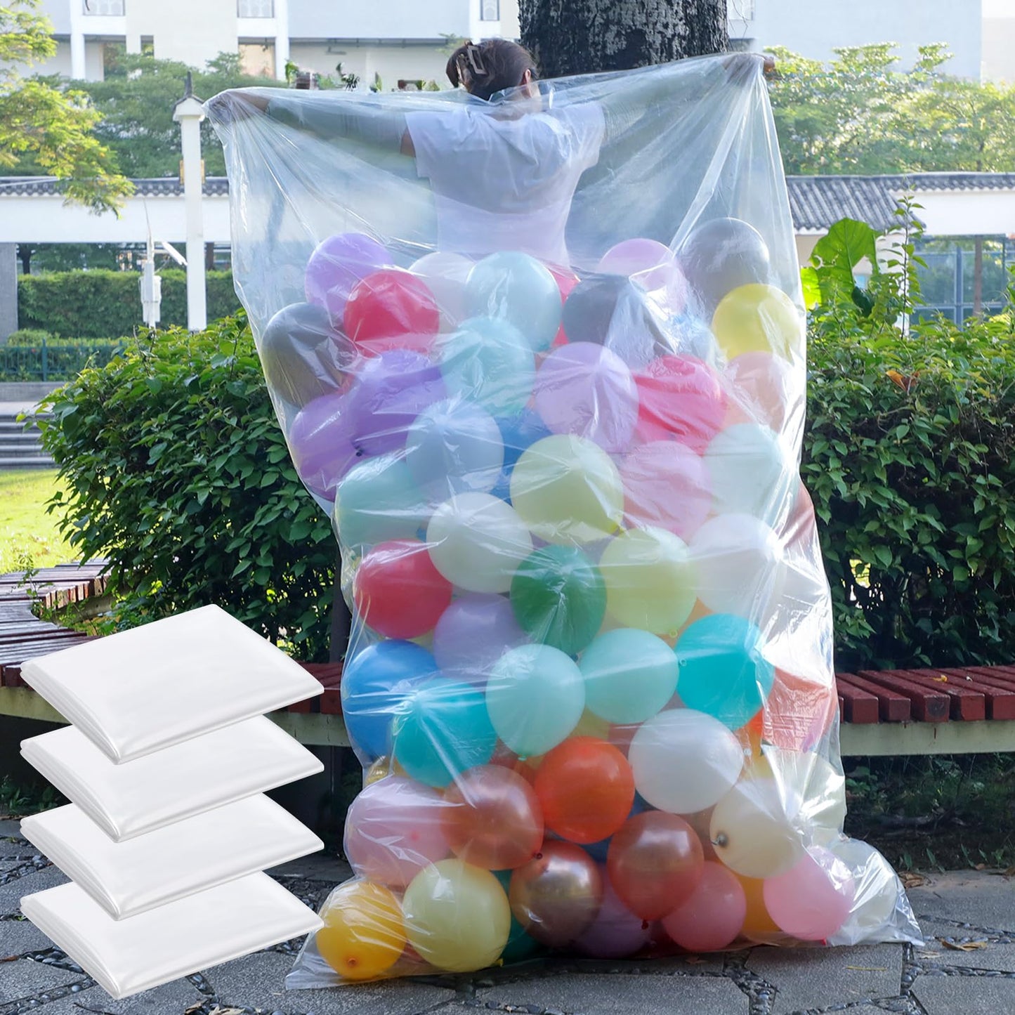 98.4 x 59 Inches Large Balloon Storage Bags,4PACK Balloon Bags for Transport Big Plastic Balloon Transport Bags,Clear Balloon Dr