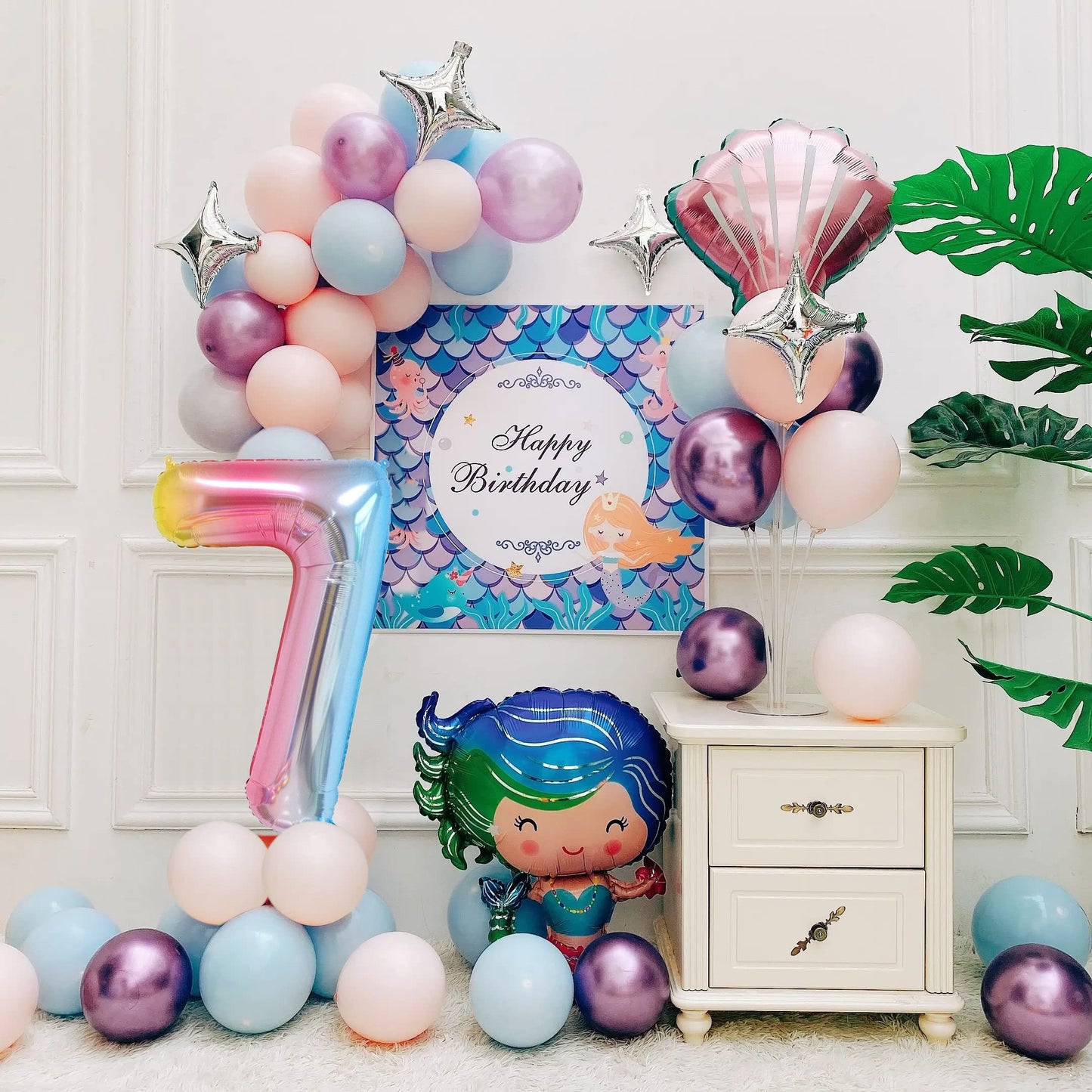 Smlpuame 40 Inch Number Balloons 0-9 Rainbow Gradient Large Number 7 Balloons, Digital Balloons For Birthday Party Celebration D