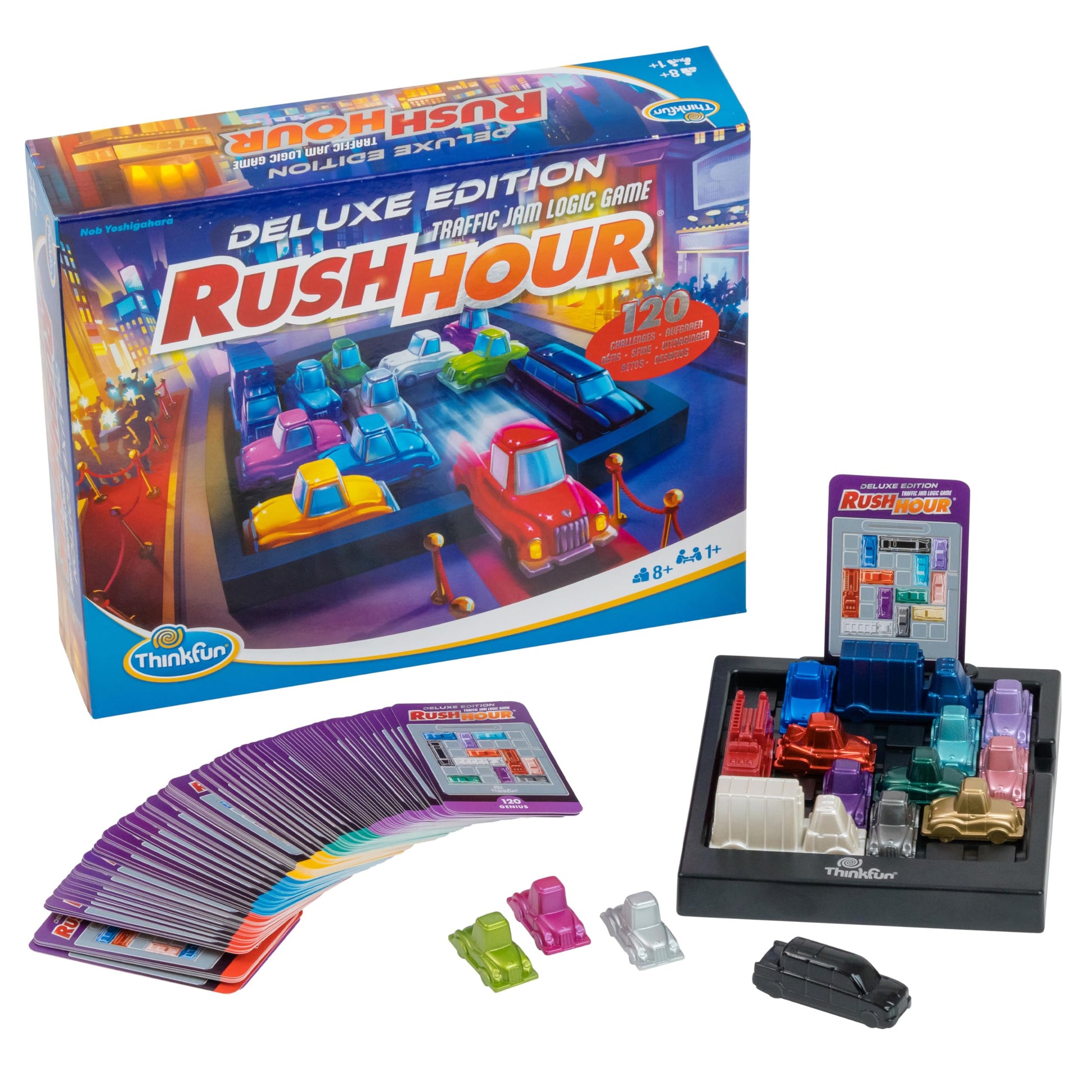 Thinkfun Rush Hour Deluxe - The Gamer'S Logic Game | Navigate 120 Traffic Challenges With Collector'S Edition Limo And Metallic 