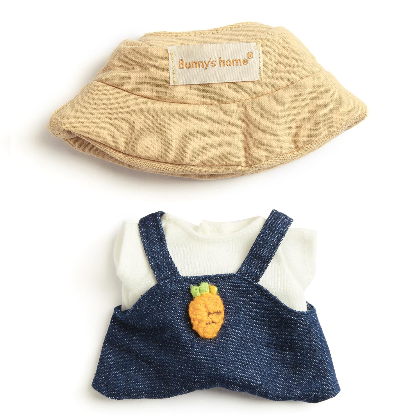 3-Piece Doll Clothes for 17cm Doll - Stylish Fisherman Hat Set  Kawaii Doll Outfits with Accessories for Collectors or Display - Navy Carrot (No Doll)