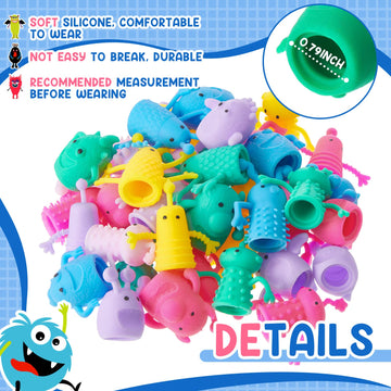 Junkin 40 Pcs Cute Finger Puppets Toys Finger Toys Of Monster Pattern Soft Rubber Finger Puppet Mini Stretchy Fidget Toy Finger