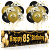 Black Gold 85Th Birthday Decorations For Men Women, Black And Gold Birthday Yard Banner Sign And 18 Pcs 85Th Happy Birthday Balloons For 85Th Anniversary Birthday Party Supplies Outdoor Yard Decor