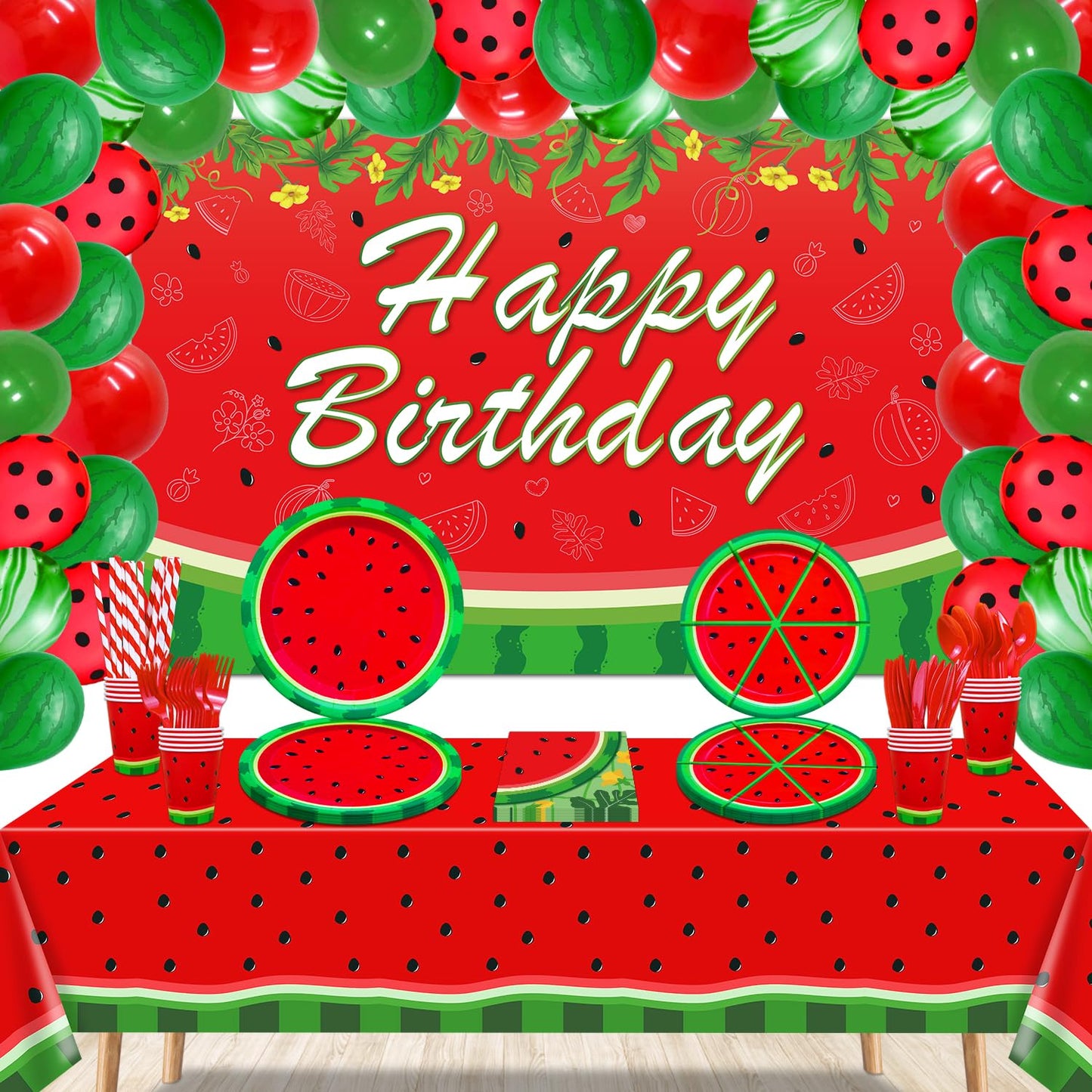 Lkitmiut 219 Pack Watermelon Party Supplies Watermelon Theme Decor One In A Melon Party Decorations Summer Fruit Tableware Set -