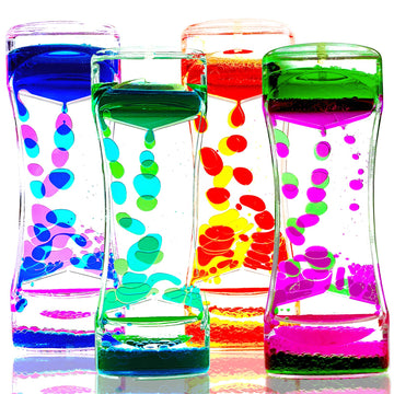 Liquid Motion Bubbler Timer Pack Of 4 Colorful Hourglass Liquid Bubbler Adhd Fidget Toy Sensory Toys Anxiety Toys Autism Toys Children Activity Calm Relaxing Desk Toys For Kids Teenager Adults