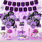 Purple 18Th Birthday Decorations For Girls Boys Purple Black 18Th Birthday Banner Hanging Swirls 18Th Birthday Balloons Happy 18Th Birthday Cake Topper For Purple Cheer To 18 Years Party Supplies