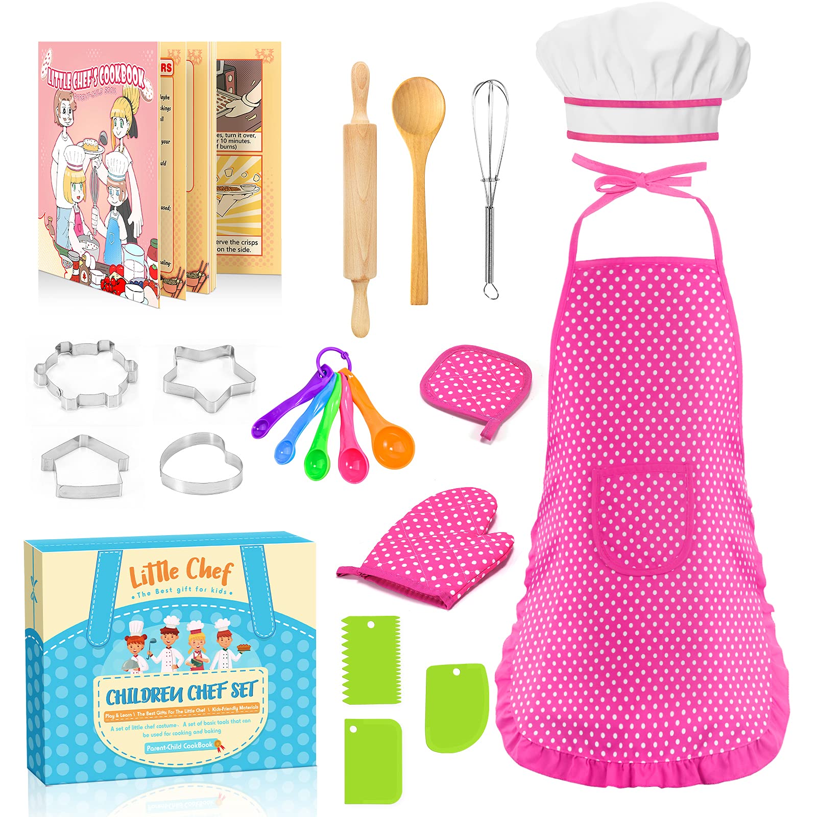 Toyze Gifts for 3-8 Year Old Girls, Kids Apron for Girls Kids Cooking Set, Toddler Apron for Kids Chef Hat and Apron, Toys for 3