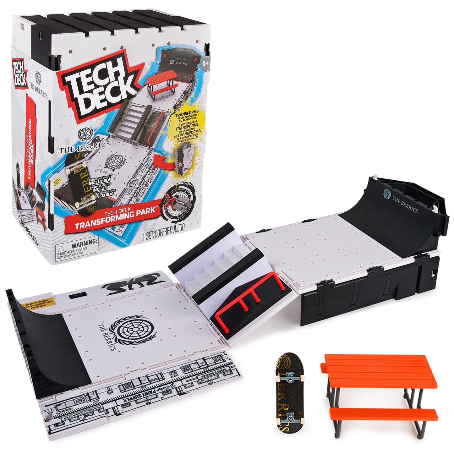 TECH DECK Transforming Park Playset - 30" Foldable, Storage Included, Exclusive Fingerboard, Medium, Kids Toy for Ages 6+