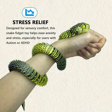 30In 3D Printed Snake Toys Large, Flexible 3D Printed Animal, Eco-Friendly Fidget Adhd Snake Toys, Perfect Desk Pet For Animal C