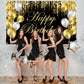 Black Gold Happy Birthday Banner Backdrop Large Happy Birthday Yard Sign Backgroud It'S My Birthday Backdrop Baby Shower Party Indoor Outdoor Car Decoration Supplies For Men Women Boys Girls