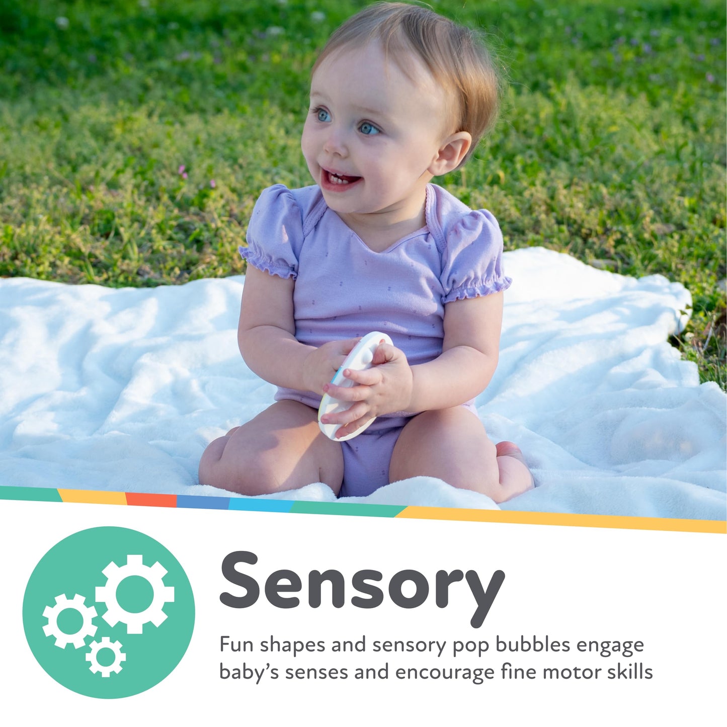 Nuby Easter Egg Popper Teether - Soft Silicone Teething Toy for Babies, 3+ Months, Sensory Pop Bubbles, Easy Grip Design