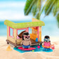 Li’L Woodzeez – Sunshine Tiki Hut Beach Party – Stackable Dollhouse Playset – 2 Posable Doll Figures & 1 Storybook Included – Miniature Beach Toys & Accessories – Pretend Play Toy Gift For Kids 3+