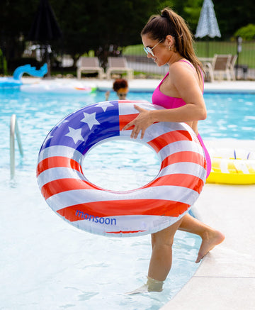 Monsoon [Citrus] 2-Pack Luxury Pool Floats Swimming Float Beach Tube Floaties Ring Tubes - Usa Flag July 4Th