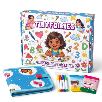 Tinyfairies 14 Pages Erasable Doodle Book with Markers & Wet Wipes | Reusable Drawing & Coloring Pad | Magic Art Activity Kit fo
