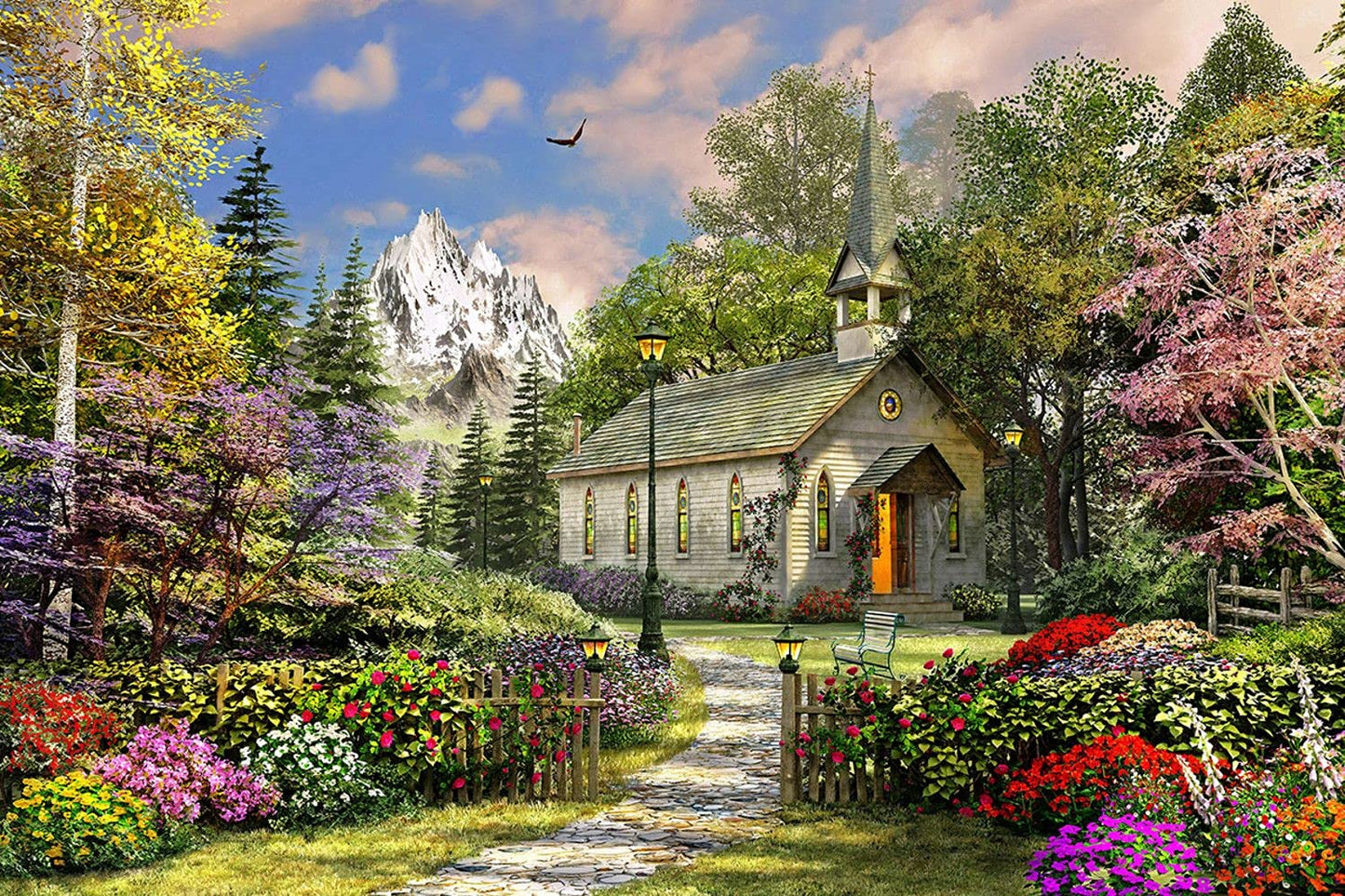 Springbok'S 500 Piece Jigsaw Puzzle Mountain View Chapel - Made In Usa