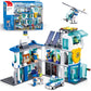 City Police Station, Police Station Building Set with Car Model, Motorcycle, Helicopter, Cop Patrol, Compatible with Lego Police