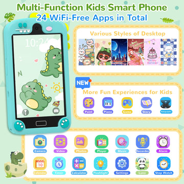 YIFOCO Kids Smart Phone, 4 Touchscreen Dual Camera, 24 No-WiFi APPs & 28 Educational Games, Christmas Birthday Gifts for Boys 3-
