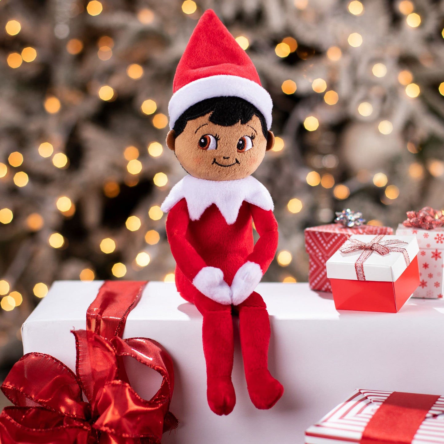 The Elf on the Shelf Plushee Pal - 12" Boy Dark Plush Toy with 4" Clip On, Model PPSESBD2-PPMINIBOYD