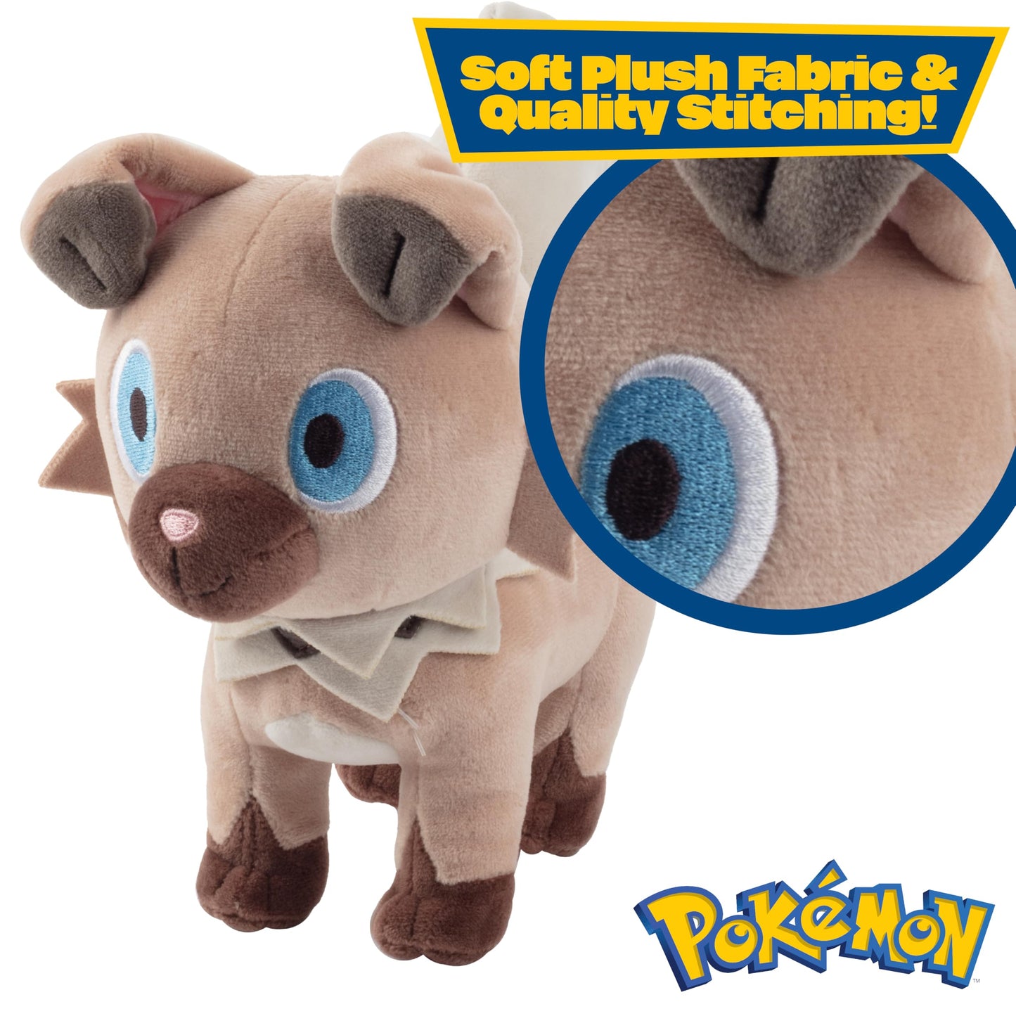 Pok?mon 8 Rockruff Plush - Officially Licensed - Generation 7 Sun and Moon Dog Figure - Authentic Soft Stuffed Animal Toy - Valentine's Day & Easter Basket Stuffer Gift for Kids  Boys  Girls - 2+