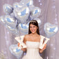 Glitter Silver Foil Heart Balloons, 10Pcs Silver Heart Shape Balloons, Valentines Balloons 18Inch Love Foil Balloons Helium For