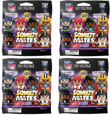 TeenyMates Party Animal NFL 2026 Squeezymates Series 8 Figures, Team Colors, One Size (Squeezymates 2026 NFL 4 Blind Pack Lot)