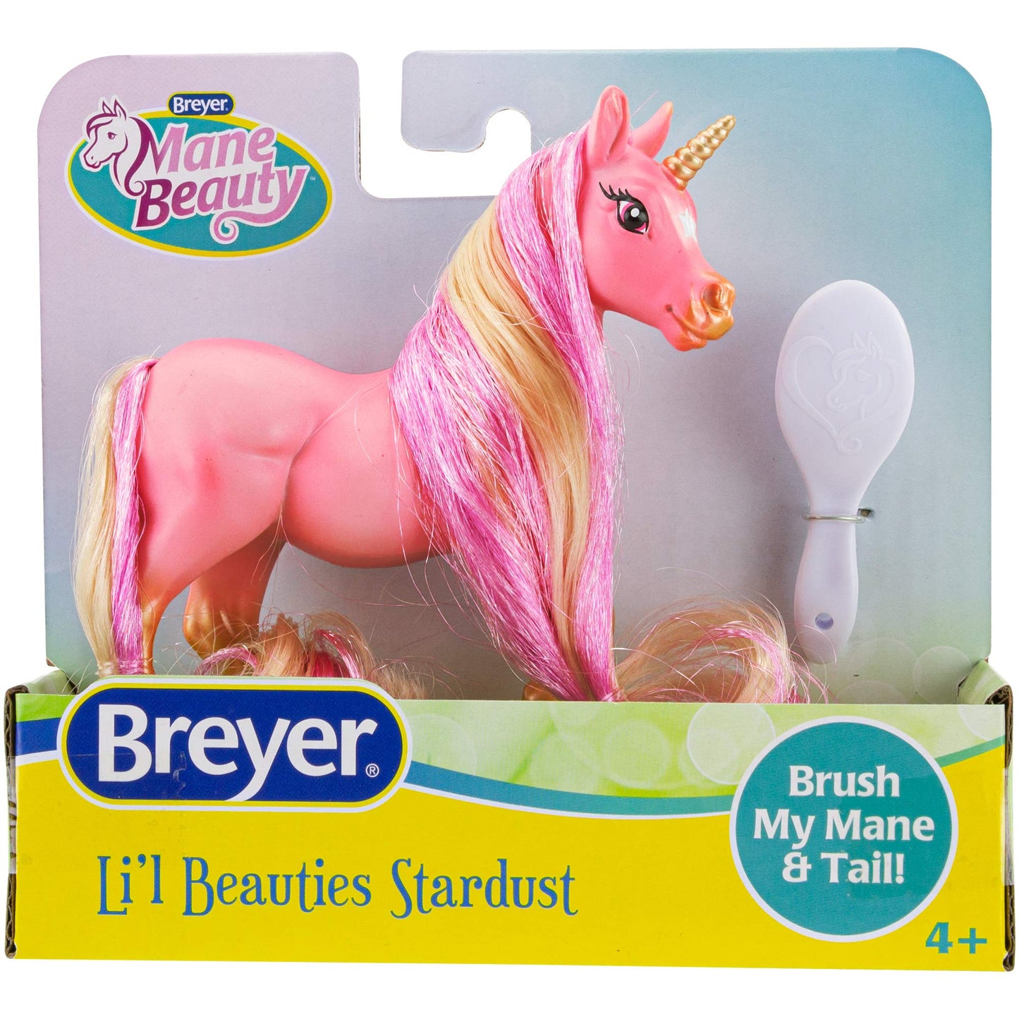 Breyer Horses Mane Beauty Li'L Beauties | Stardust - Unicorn | Brushable Pink And Gold Mane And Tail | 4.25'' L X 3.25'' H | Mod