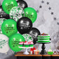 16 Pcs Green Black Confetti Latex Decoration Balloons, 12 Inch Green White Black Happy Birthday Party Balloons For Green Black Jungle Safari Themed Birthday Soccer Football Graduation Party Supplies