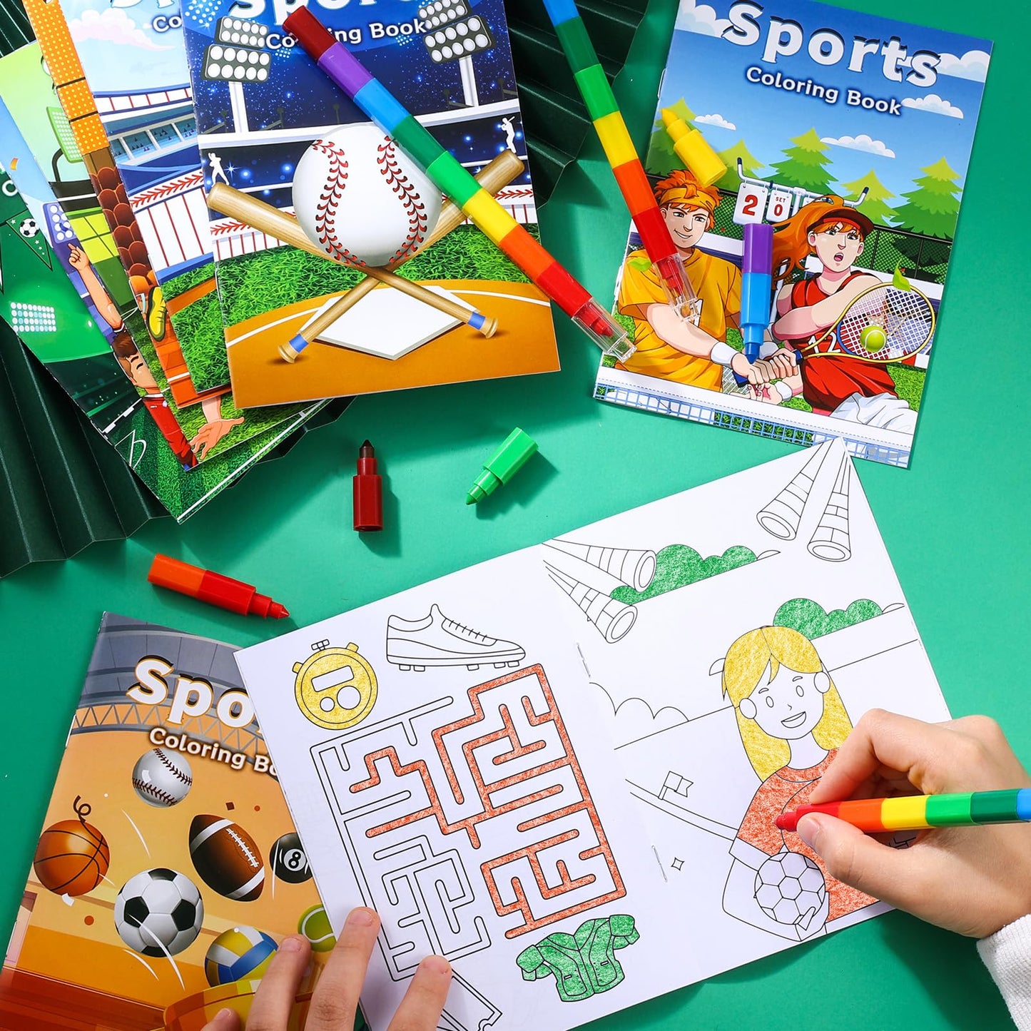 Ben Louis 24 Pcs Sports Mini Coloring Books With 24 Crayons Football Basketball Soccer Baseball Party Favors Activity Books Bulk