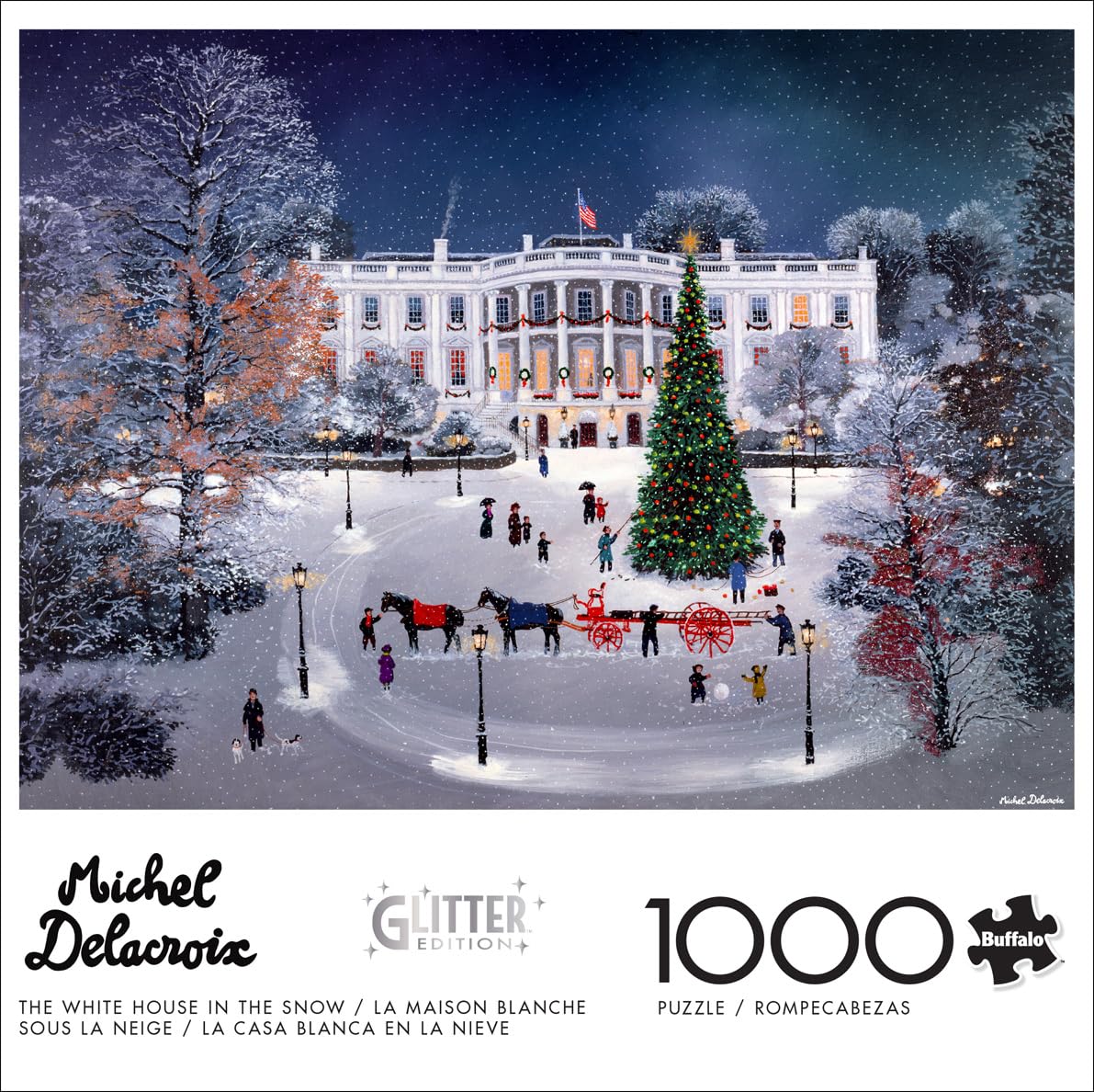 Buffalo Games 1000 Piece Jigsaw Puzzle - Michel Delacroix The White House in The Snow - Multicolor - 26.75 x 19.75 inches