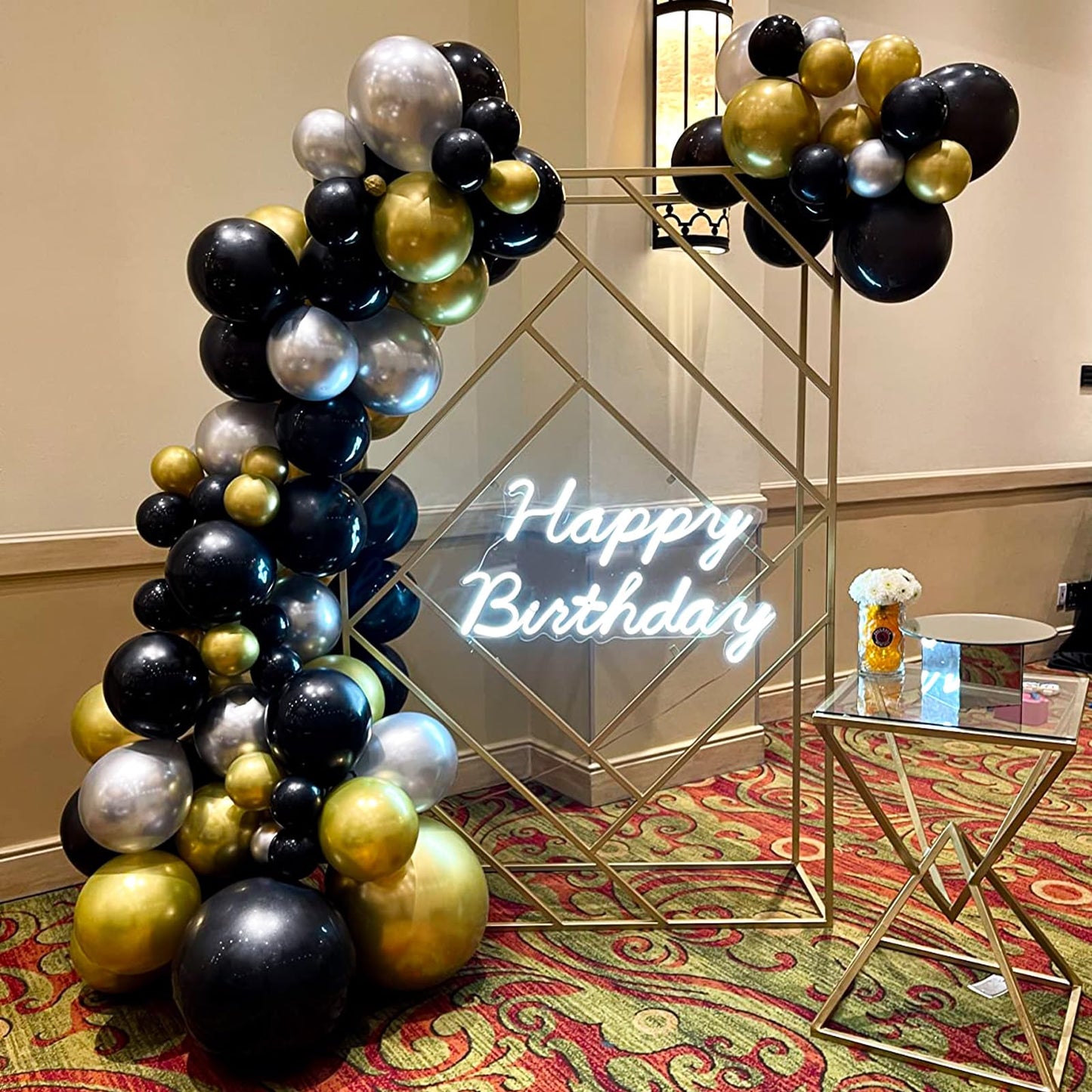 Black And Gold Balloons Set, 12 Inch Black Gold Silver Balloon New Year Eve Party Decoration Black Silver Latex Balloons For New