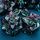 ARUOHHA DND Metal Dice Set Purple Green Dungeons and Dragons Dice with Box, 7PCS Leaf Design D&D Dice Handmade Polyhedral Dice R