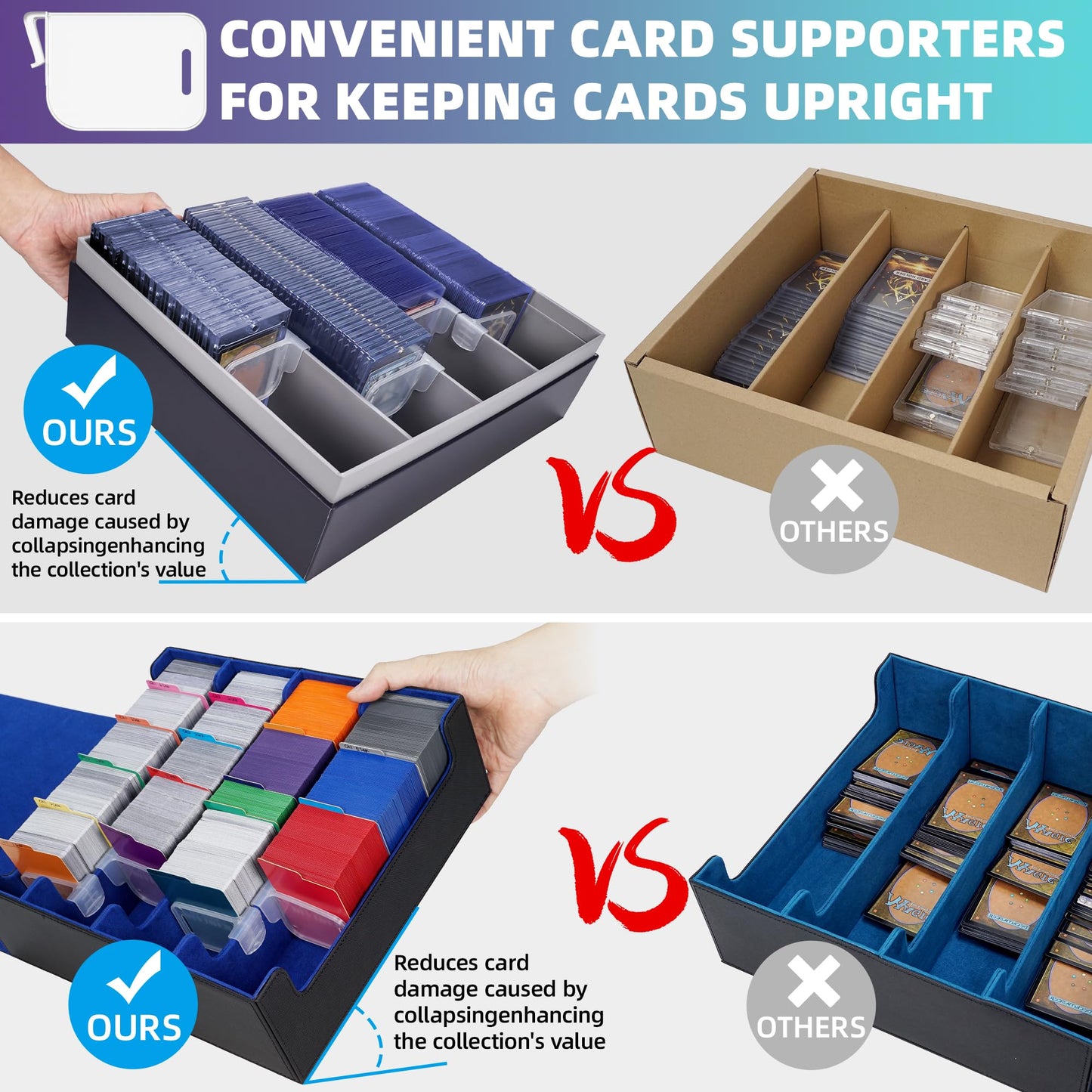 Afiing Mtg Deck Box 6000+, Trading Card Storage With 24 Dividers & 8 Card Supports, Diy Toploader Storage Box,Card Deck Box For