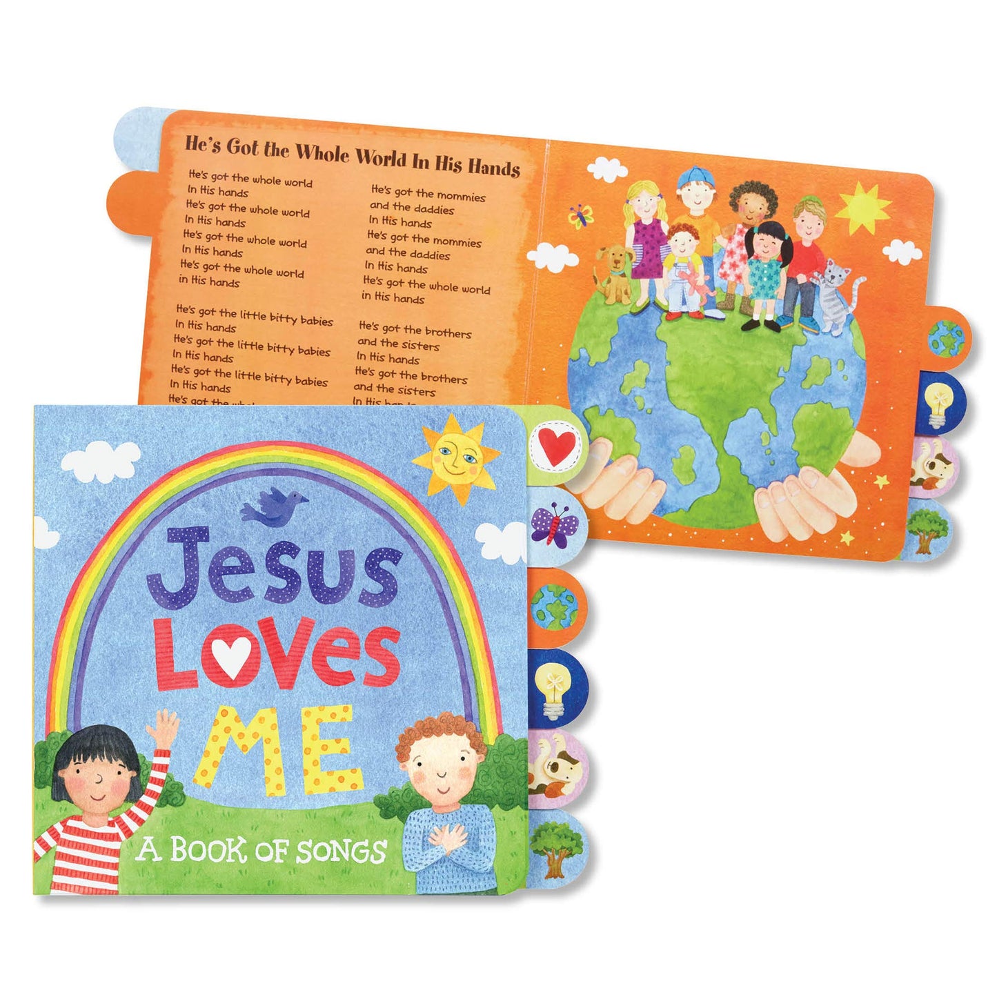 C.R. Gibson Tab-Side Jesus Loves Me Songs Board Book For Kids By Stephanie Peterson Jones