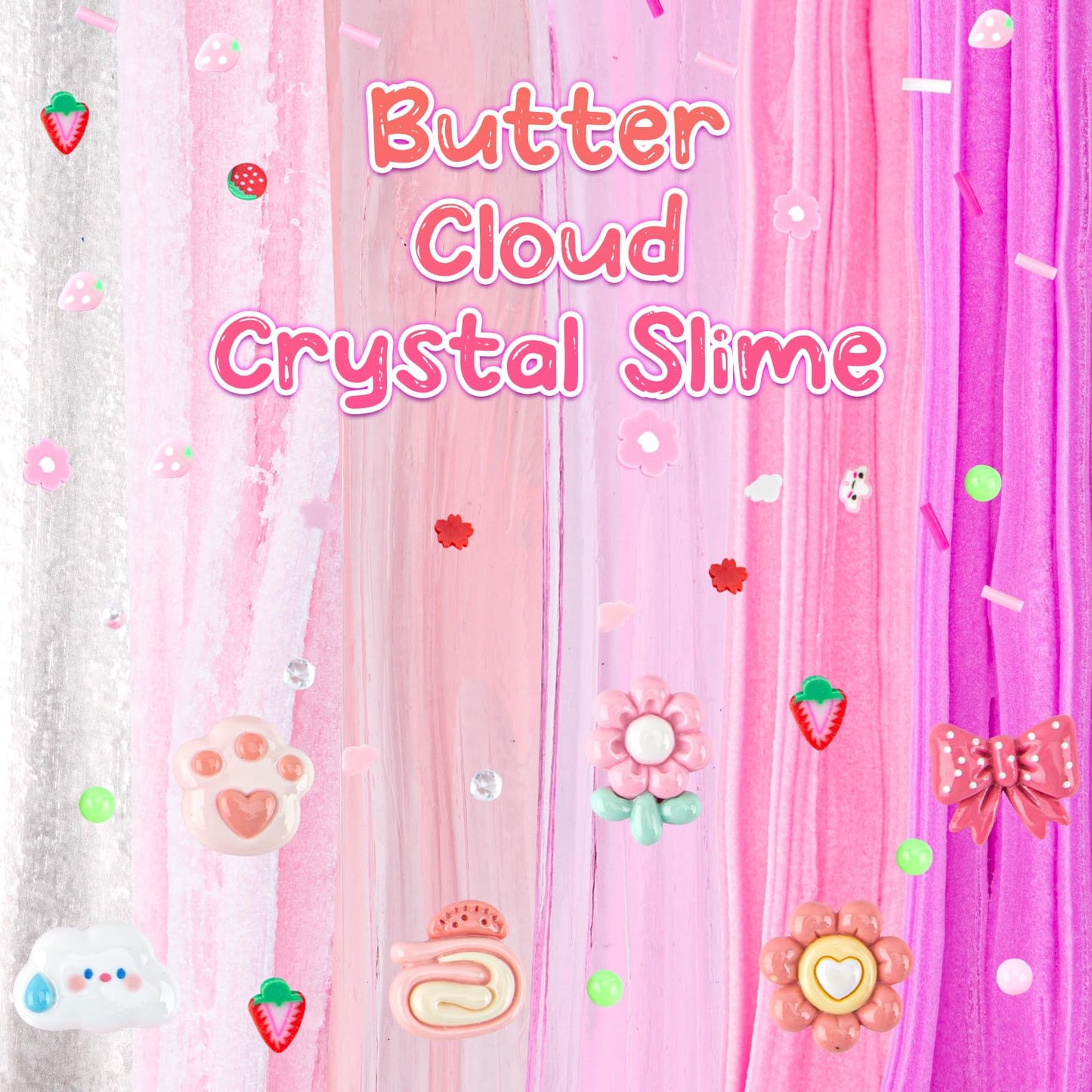 6 Packs Gradient Pink Slime Kit - Cloud Slime, Butter Slime & Clear Slime, Crunchy Slime For Kids With Various Slime Add-Ins, Non Sticky Slime Party Favors For Girls And Boys, 360Ml Kids Slime(Picnic)