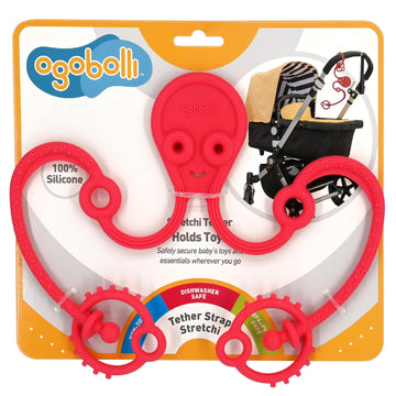 OgoBolli Stretchi Tether Toy Holder and Teether for Babies & Toddlers - Stretchy, Squishy, Soft, Non-Toxic Silicone - Boys and G