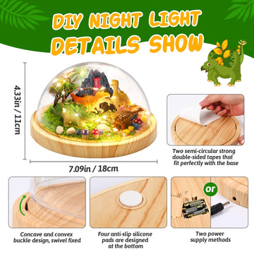 Laclun Make Your Own Dinosaur Night Light(Usb Upgrade Version), Diy Light Kit, Arts And Crafts For Kids, Best Birthday Christmas
