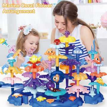 Sltbeh Coral Garden Flower Building Toys For For Toddlers 3-5 Year Old,Upgrade Diy Building Blocks Toys For Ages 3-4 Girls,Educa