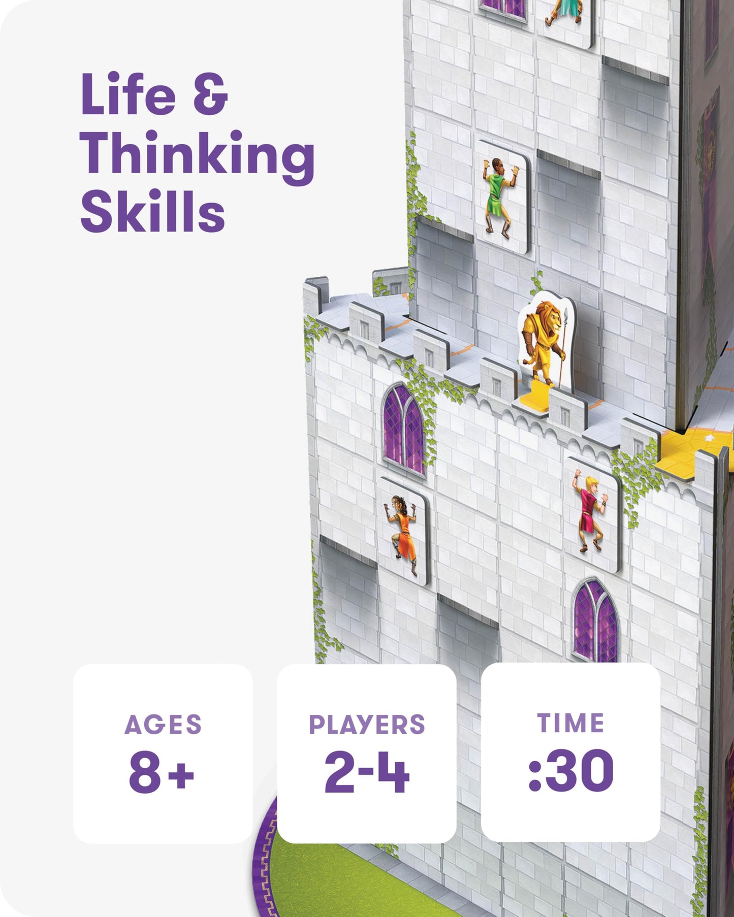 SimplyFun The Climbing Knights - Exciting Castle Climbing Strategy Board Game - Fine Motor Skills - Educational Fun with Magnetic Knights  Guard Pawns  & enhanced Components - 2-4 Players  Ages 8 & Up