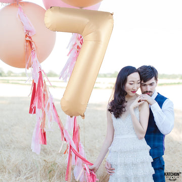 Katchon, Giant Caramel Number 7 Balloon - 40 Inch | 7Th Birthday Balloon For 7Th Birthday Decorations | 7 Balloons For Birthday | Seven Balloon Number | 7 Year Old Balloon For 7 Year Decorations