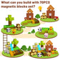 Planeko Magnetic Blocks Building Toys 70Pcs 1'' Magnet Blocks Farm Magnetic Toys For Kids 4-8 Stem Sensory Montessori Toys For T