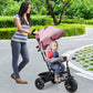 HONEY JOY Tricycle, Kids Trike Stroller w/Adjustable Push Handle & Canopy, Reversible Seat, Safety Belt, Folding Pedal, Cup Hold