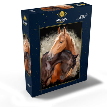 MyPuzzle.com 1000 Piece Jigsaw Puzzle - Horse Hug - Premium Cardboard - Made in USA - Black