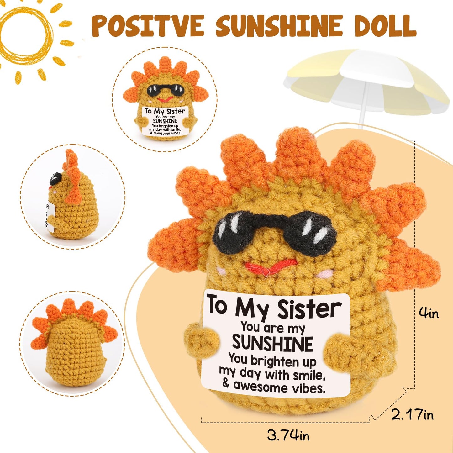 Sisters Gifts from Sister Brother mature-themed  Sister Birthday Gift Ideas  Best Sister Ever Gift  Handmade Emotional Knitted Sunshine for Sister Valentines  Unique Christmas White Elephant Gifts for Sister