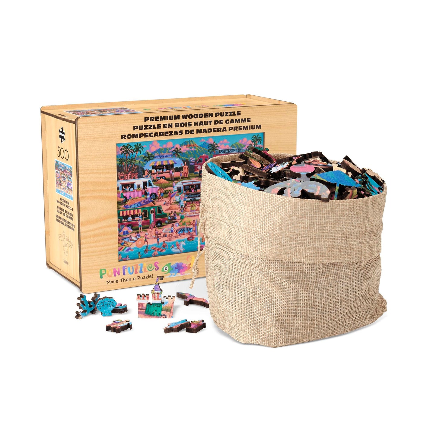 Buffalo Games - Hawaiian Food Truck Festival Wood Puzzle - Whimsy Cut Jigsaw Pieces - 500 Piece Jigsaw Puzzle - Ages 14 And Up