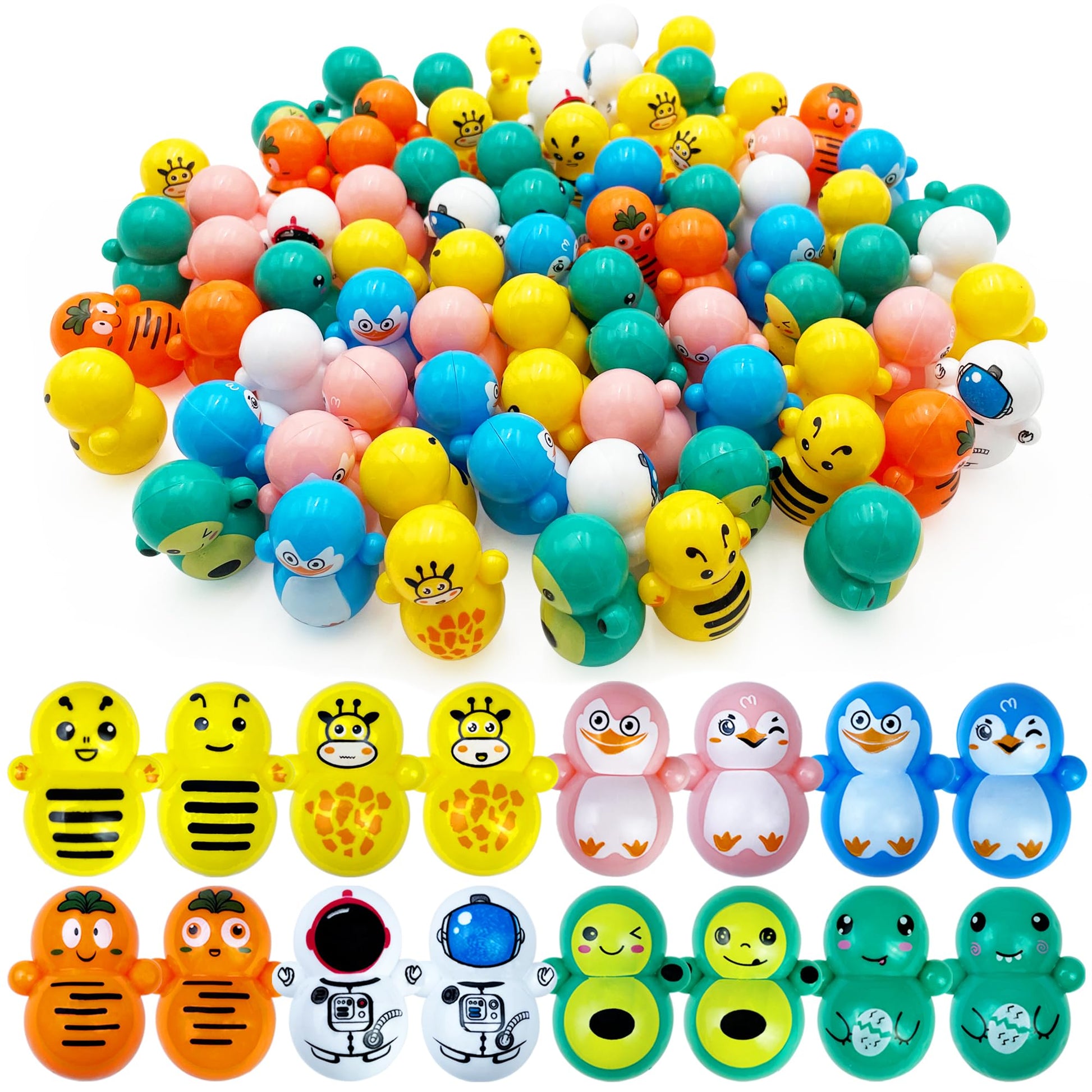 XIPEGPA 150 PCS Mini Tumbler Toys Mini Animal Toy Party Favors for Boys Girls for Classroom Rewards Goodie Bag Filler Treasure B