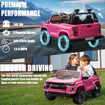 Nitoess 24V 2 Seater 4WD Ride On Toy Car,Ride on Truck with Remote Control, Electric Toy Ride On Vehicle for 3+ Years Kids(Pink)