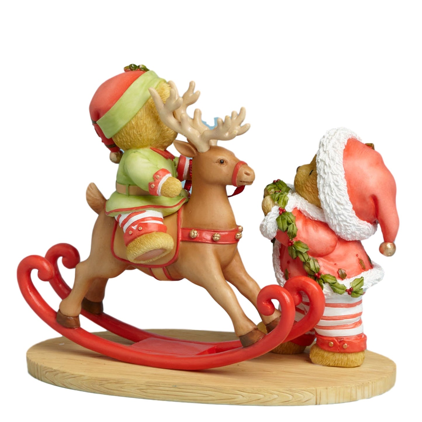 Cherished Teddies Santas Workshop Rocks Bear Riding Reindeer Toy Figurine