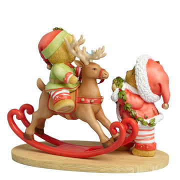 Cherished Teddies Santas Workshop Rocks Bear Riding Reindeer Toy Figurine