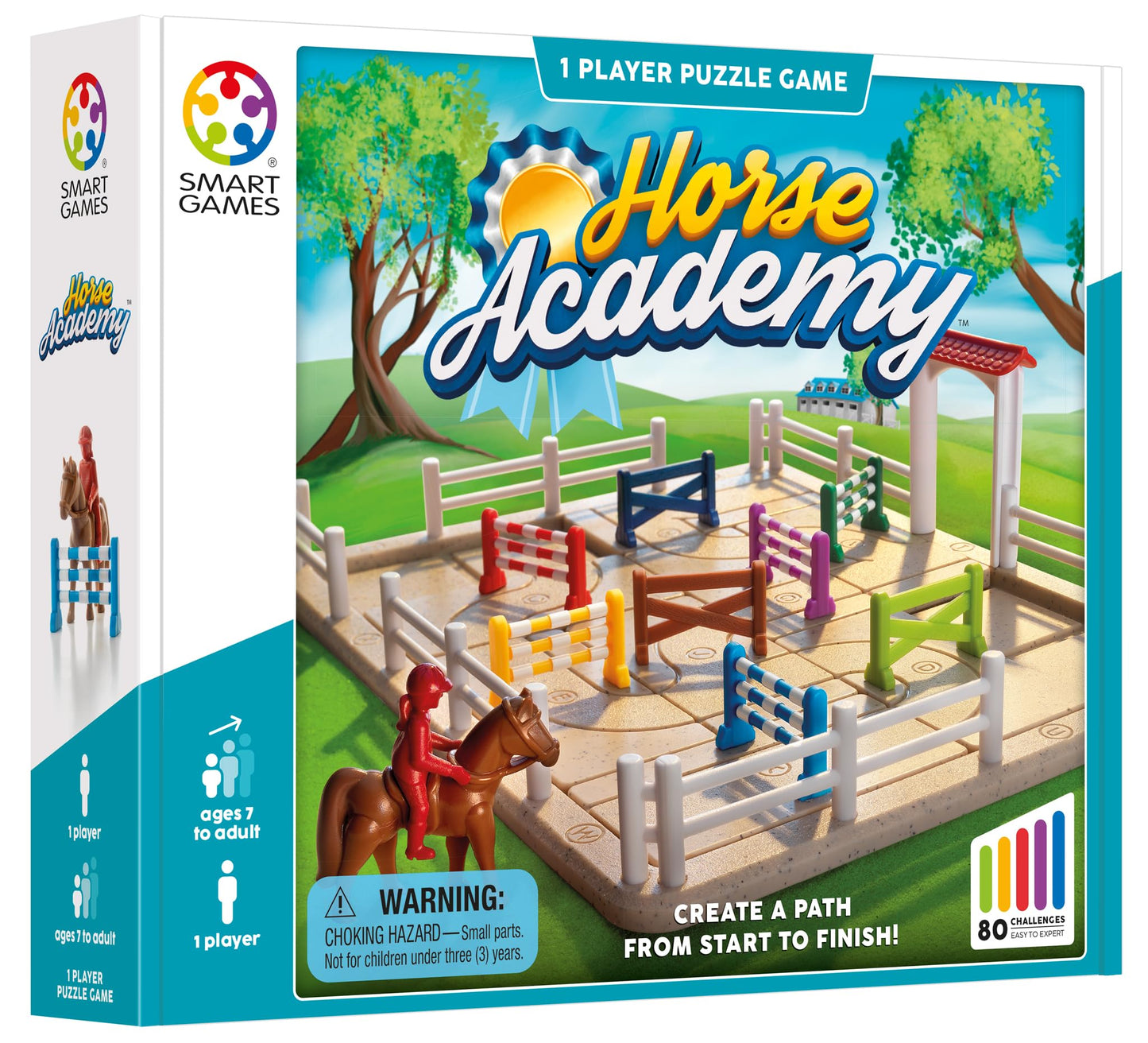 SmartGames Horse Academy Path-Building Game with 80 Challenges for Ages 7 to mature-themed