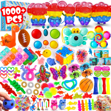 1000Pcs Bulk Party Favors For Kids, Fidget Toys Pack,Stocking Stuffers, Treasure Box Chest, Birthday Party, Classroom Carnival P